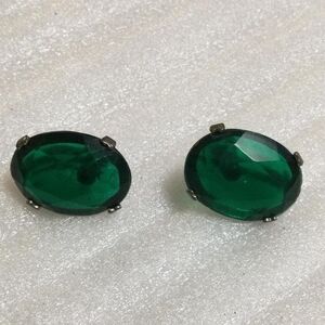 Green Screwback Earrings
